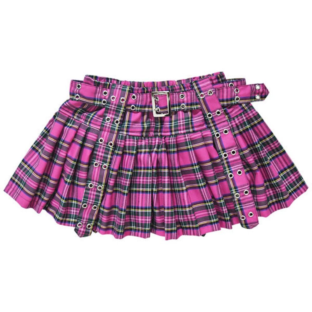 ACDC RAG - Royal Road Punk Rock Pink Tartan Pleated Skirt